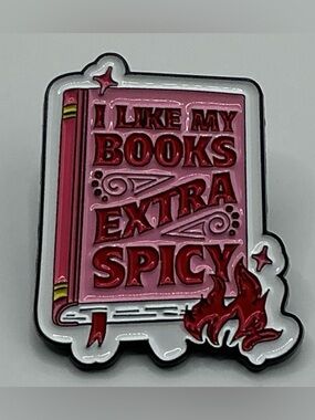 ENAMEL LAPEL PIN I LIKE MY BOOKS EXTRA SPICY GIFT